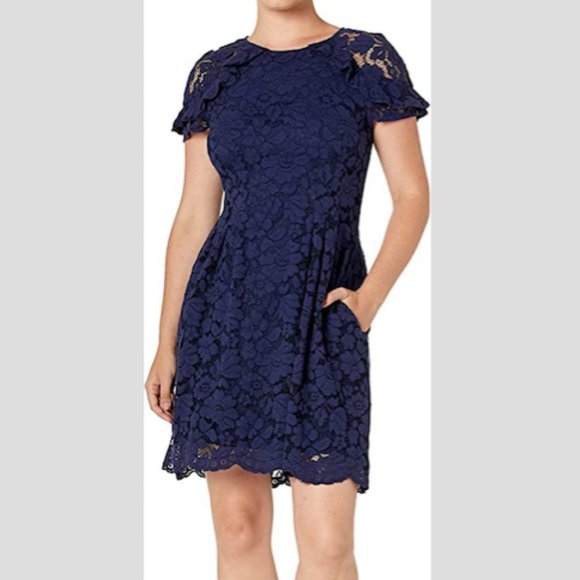 Vince Camuto Dresses & Skirts - Vince Camuto Fit and Flare Navy Lace Dress